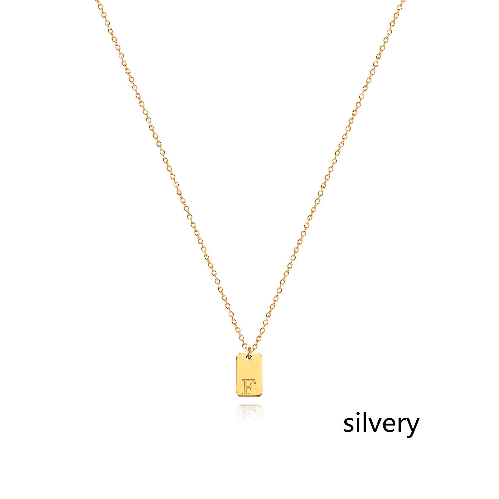 Stainless Steel Simple 26 Letter Tag Pendant Necklace