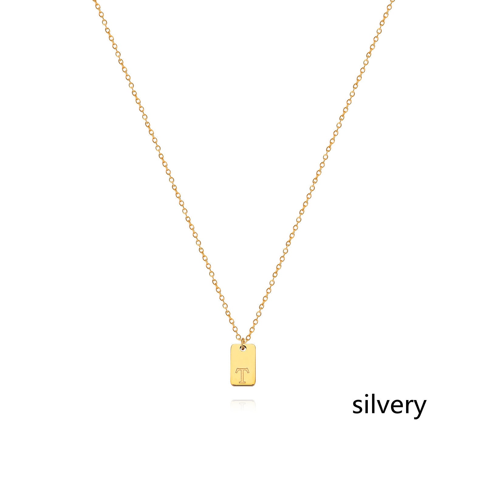 Stainless Steel Simple 26 Letter Tag Pendant Necklace