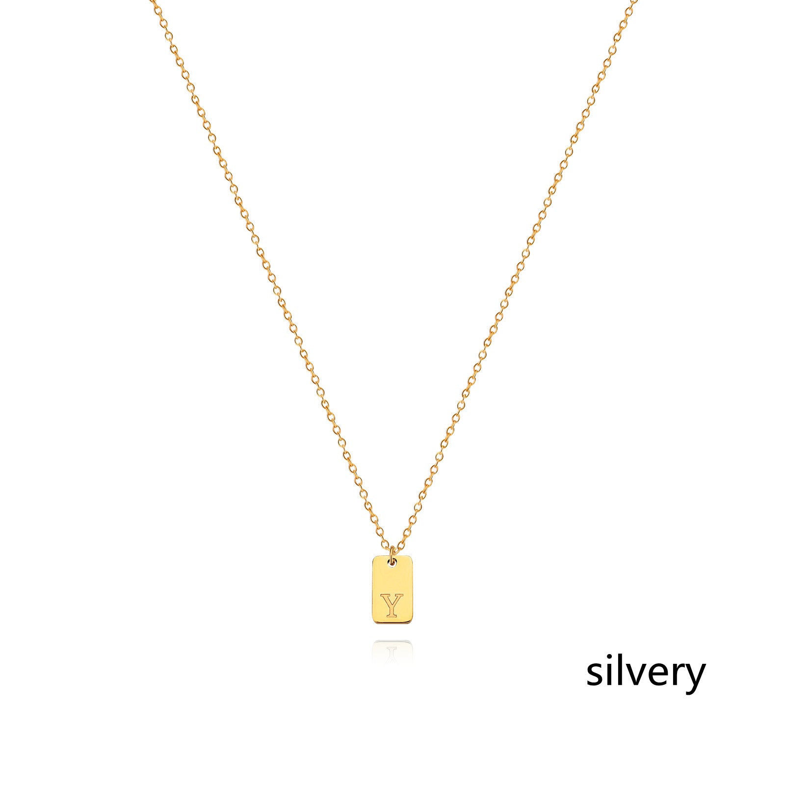 Stainless Steel Simple 26 Letter Tag Pendant Necklace