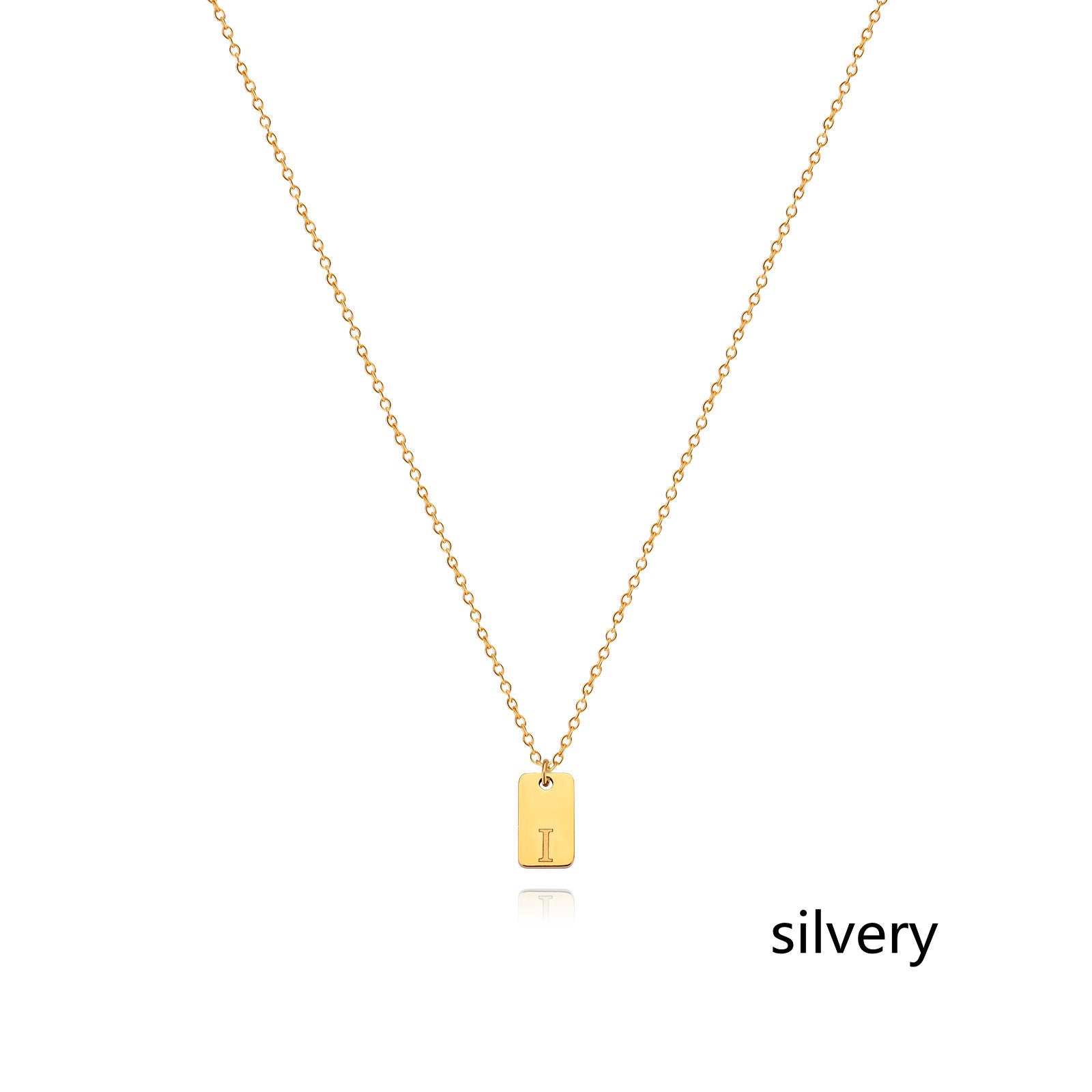 Stainless Steel Simple 26 Letter Tag Pendant Necklace