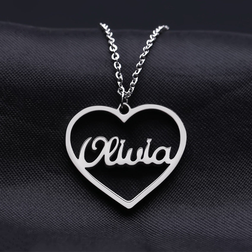 Personalized Custom Heart Pendant Letter Necklace