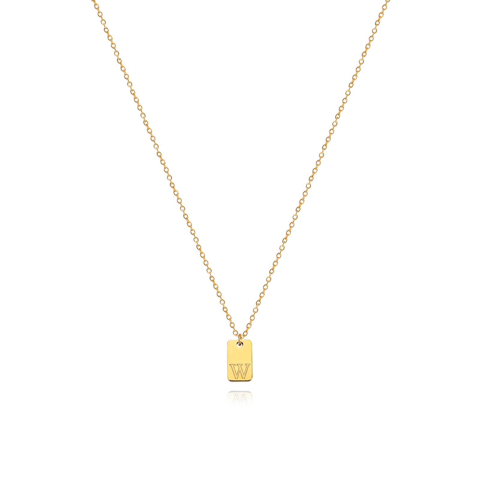 Stainless Steel Simple 26 Letter Tag Pendant Necklace