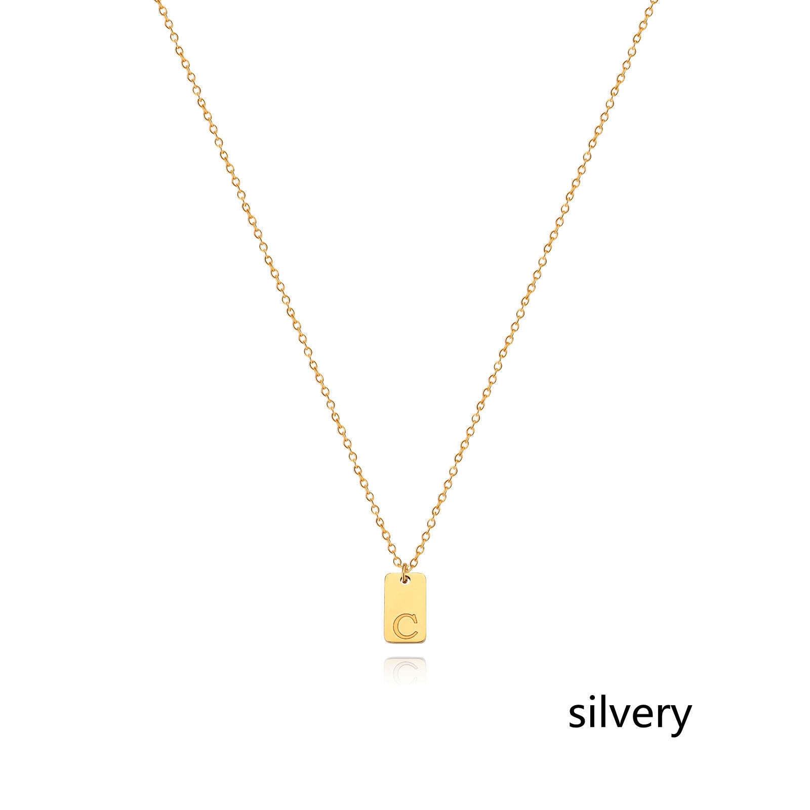 Stainless Steel Simple 26 Letter Tag Pendant Necklace