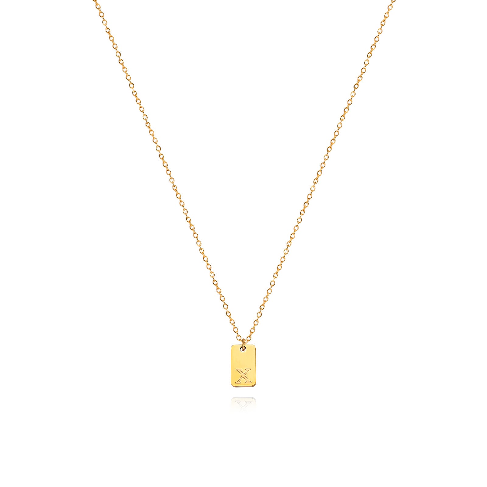 Stainless Steel Simple 26 Letter Tag Pendant Necklace