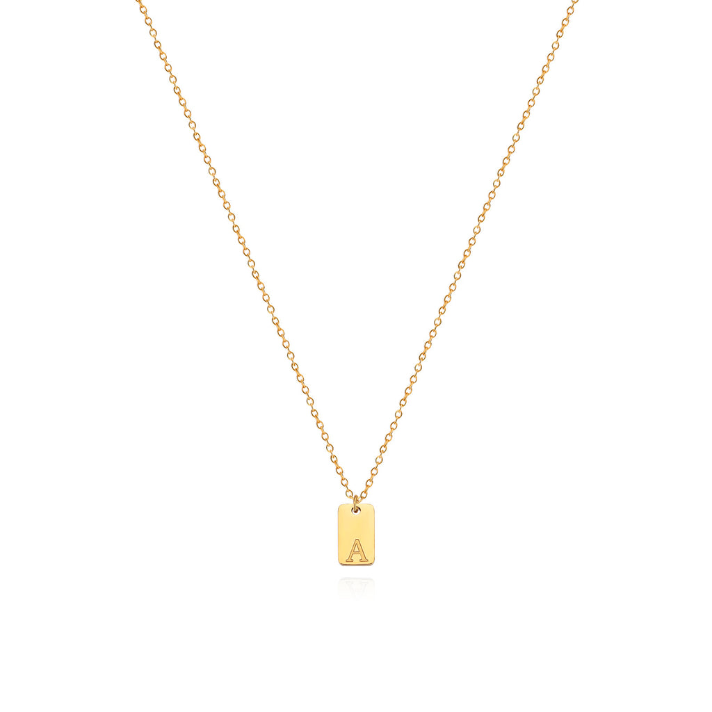 Stainless Steel Simple 26 Letter Tag Pendant Necklace
