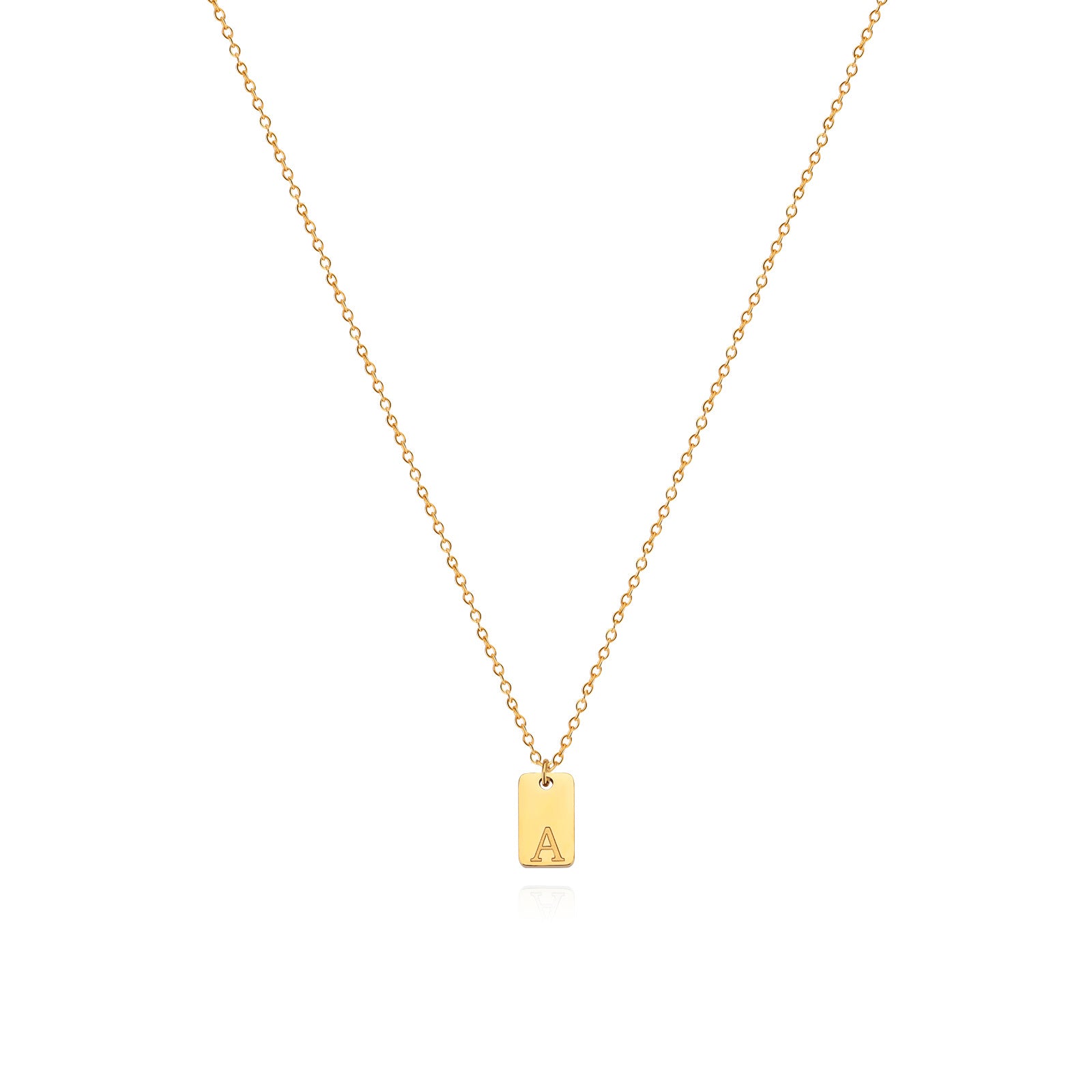 Stainless Steel Simple 26 Letter Tag Pendant Necklace