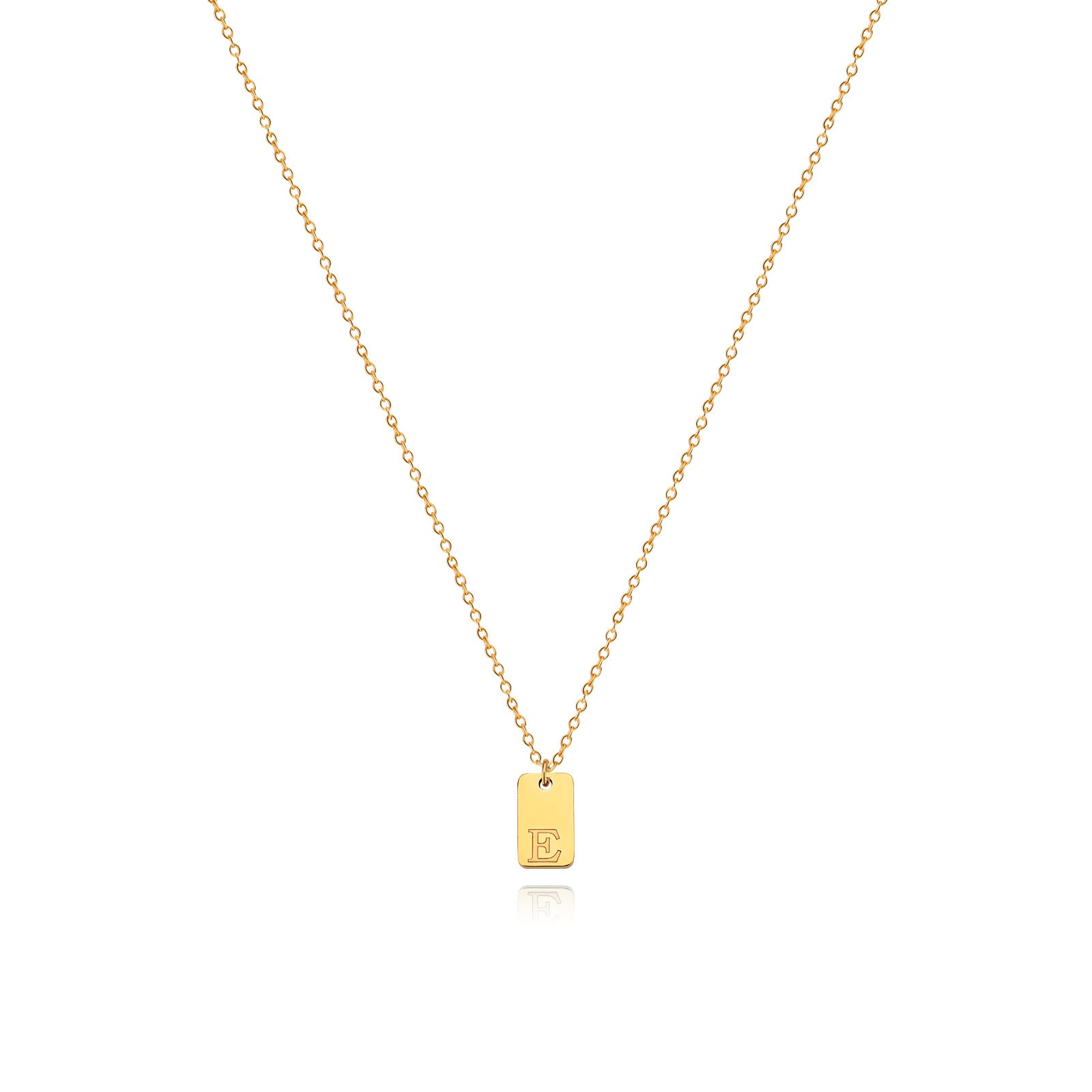 Stainless Steel Simple 26 Letter Tag Pendant Necklace