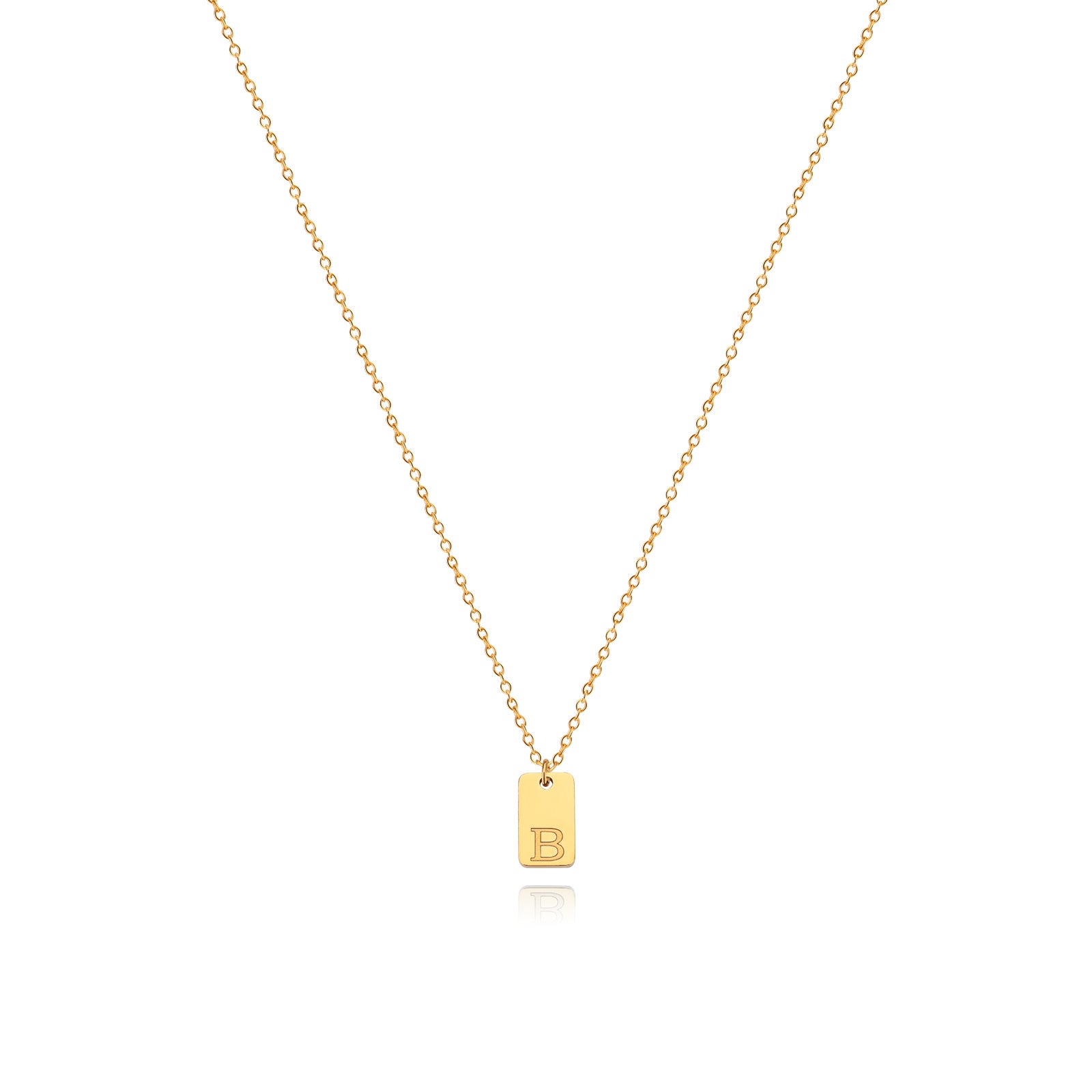 Stainless Steel Simple 26 Letter Tag Pendant Necklace