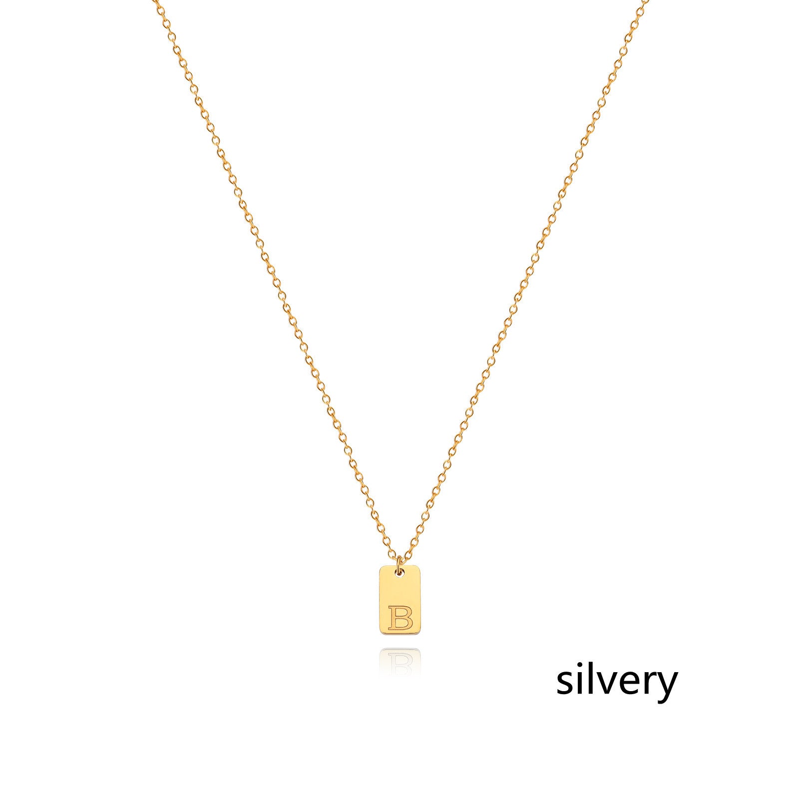 Stainless Steel Simple 26 Letter Tag Pendant Necklace