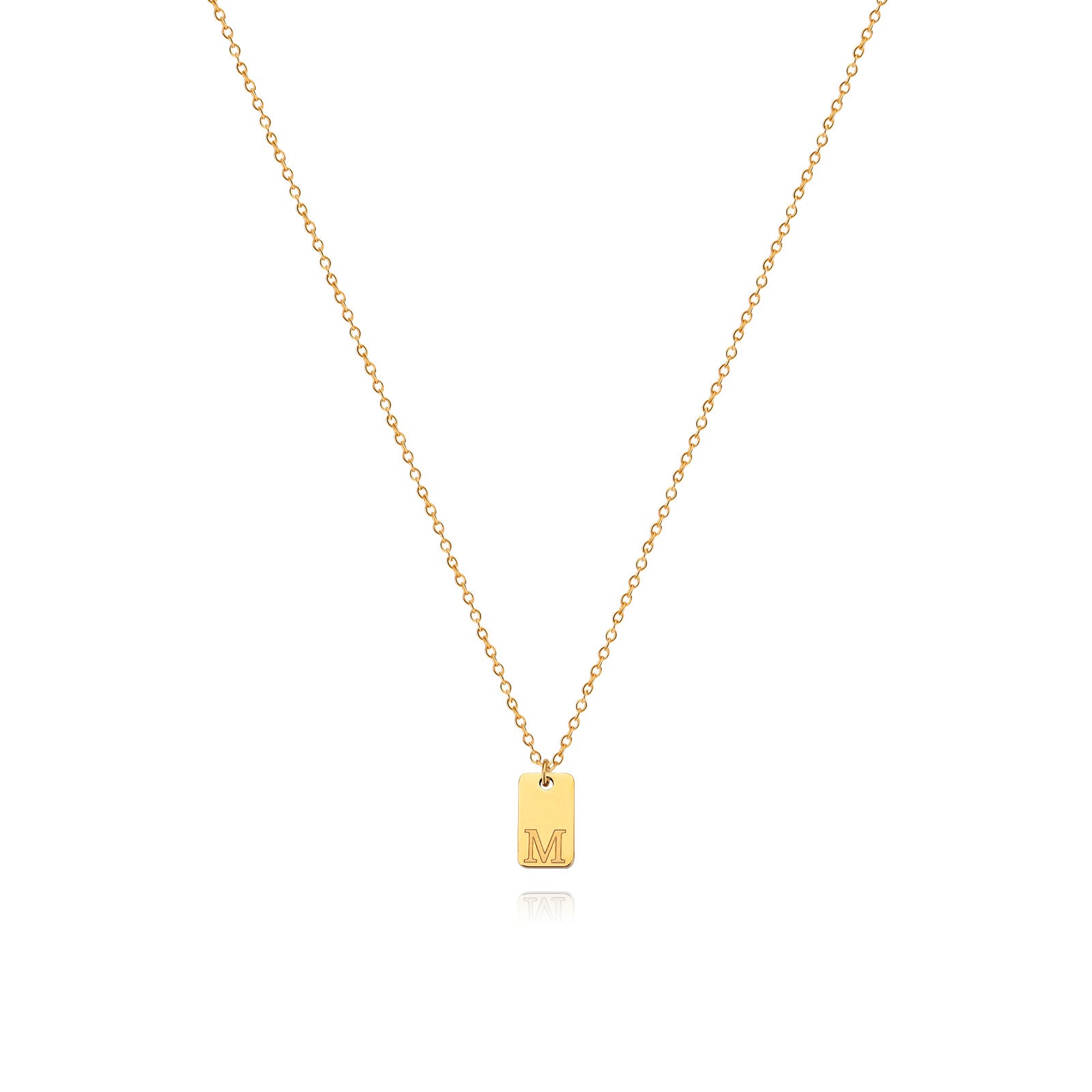 Stainless Steel Simple 26 Letter Tag Pendant Necklace