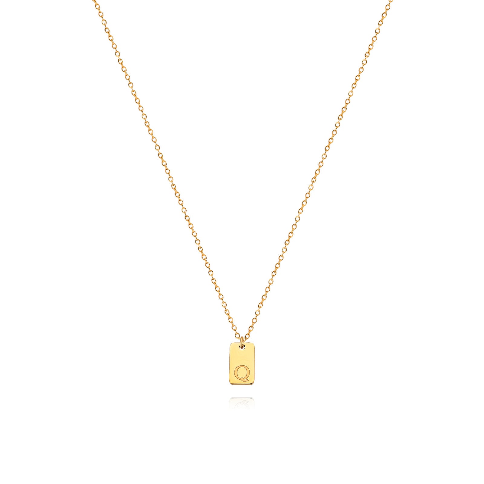 Stainless Steel Simple 26 Letter Tag Pendant Necklace