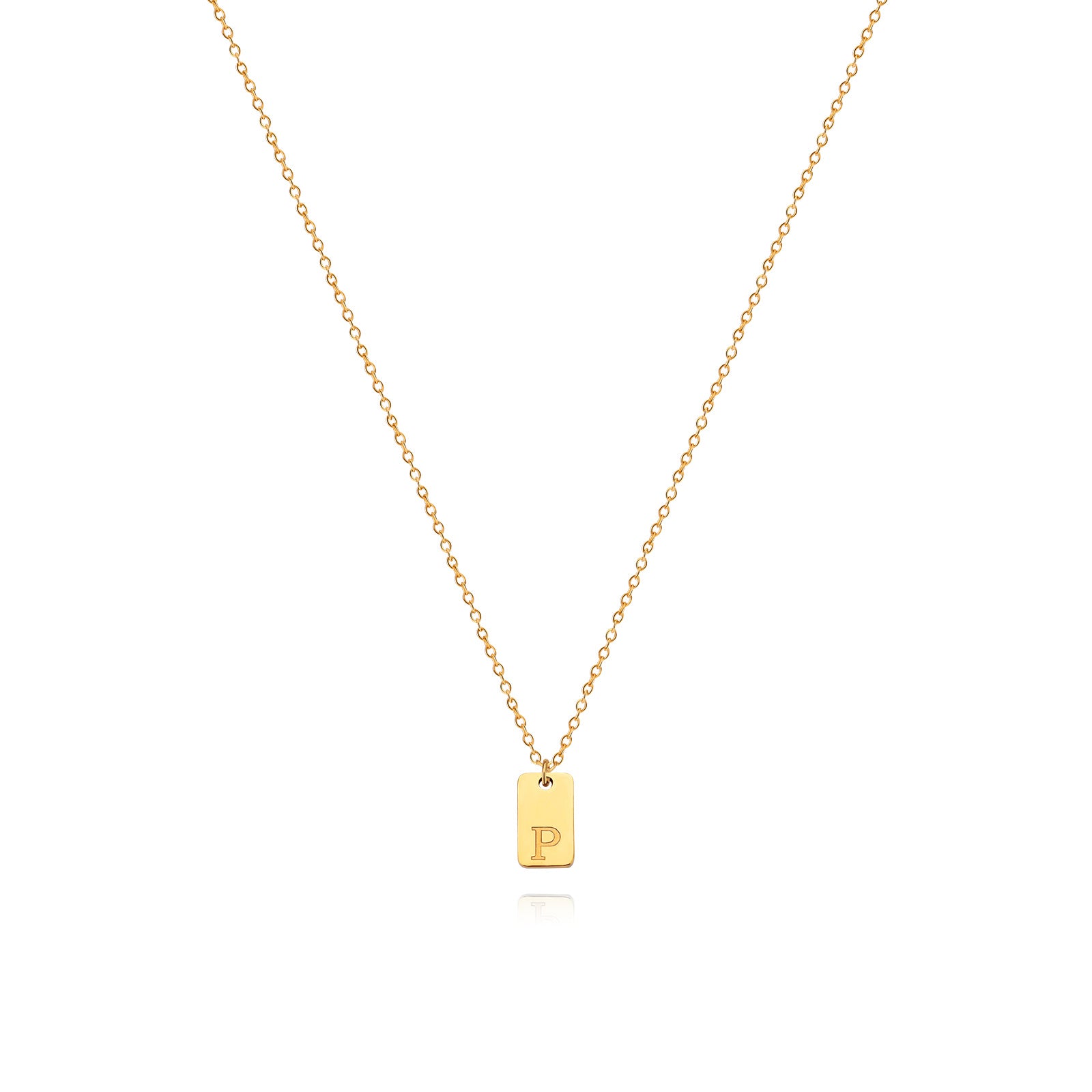 Stainless Steel Simple 26 Letter Tag Pendant Necklace