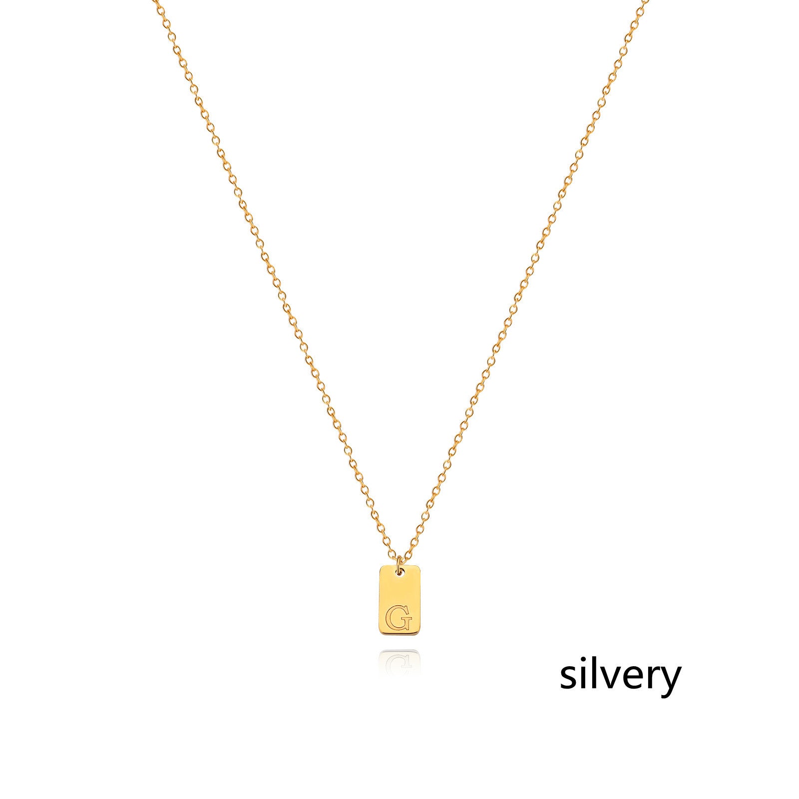 Stainless Steel Simple 26 Letter Tag Pendant Necklace