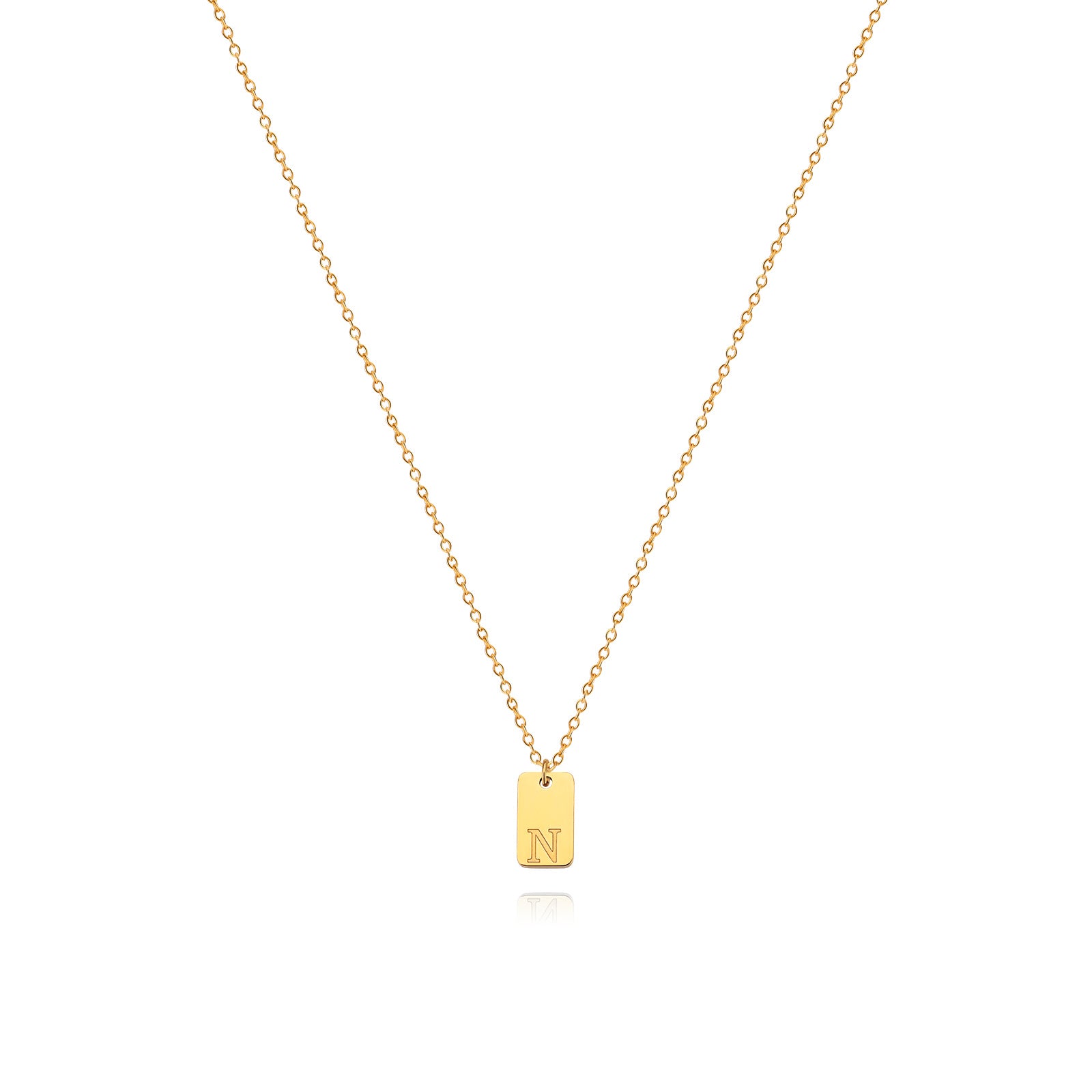 Stainless Steel Simple 26 Letter Tag Pendant Necklace