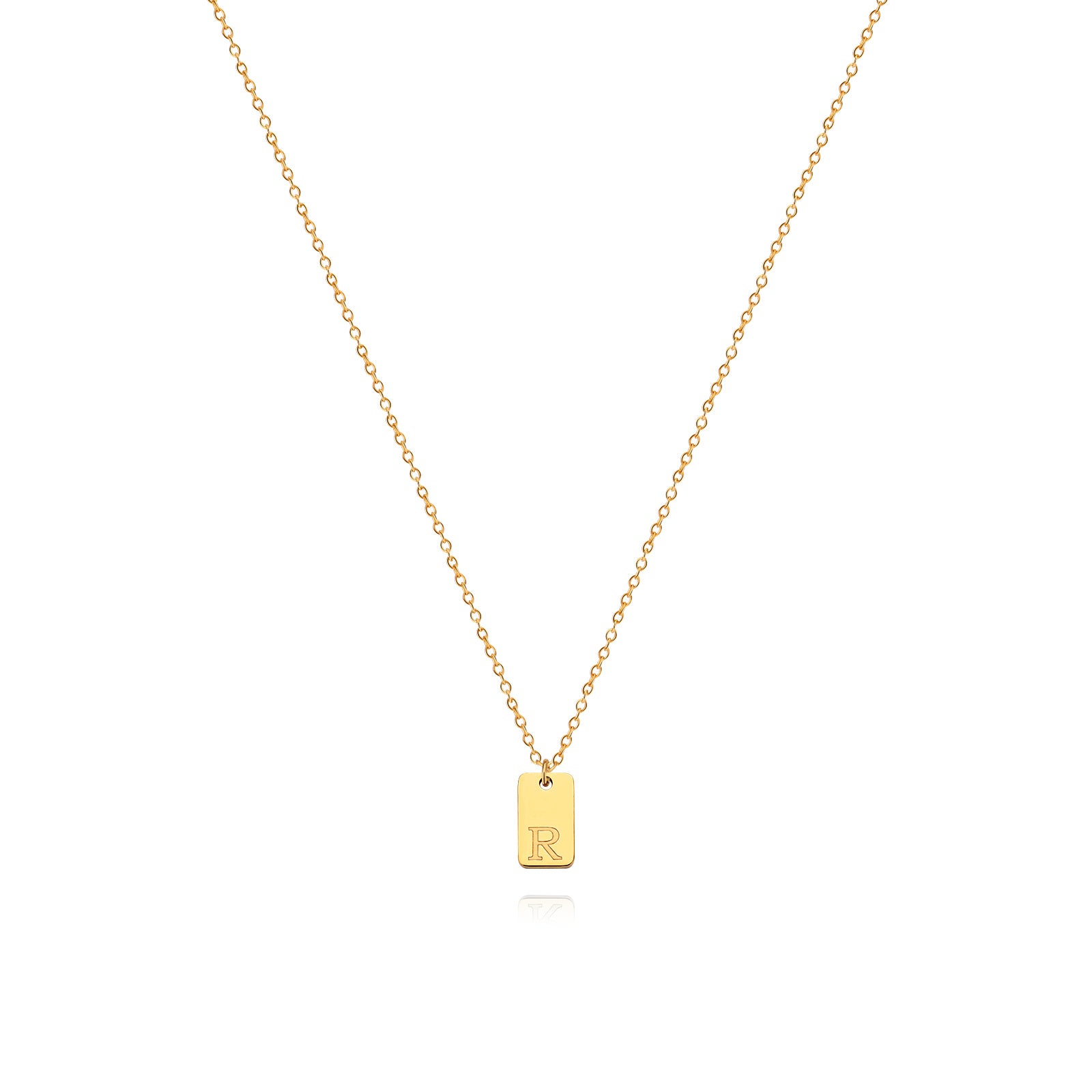 Stainless Steel Simple 26 Letter Tag Pendant Necklace