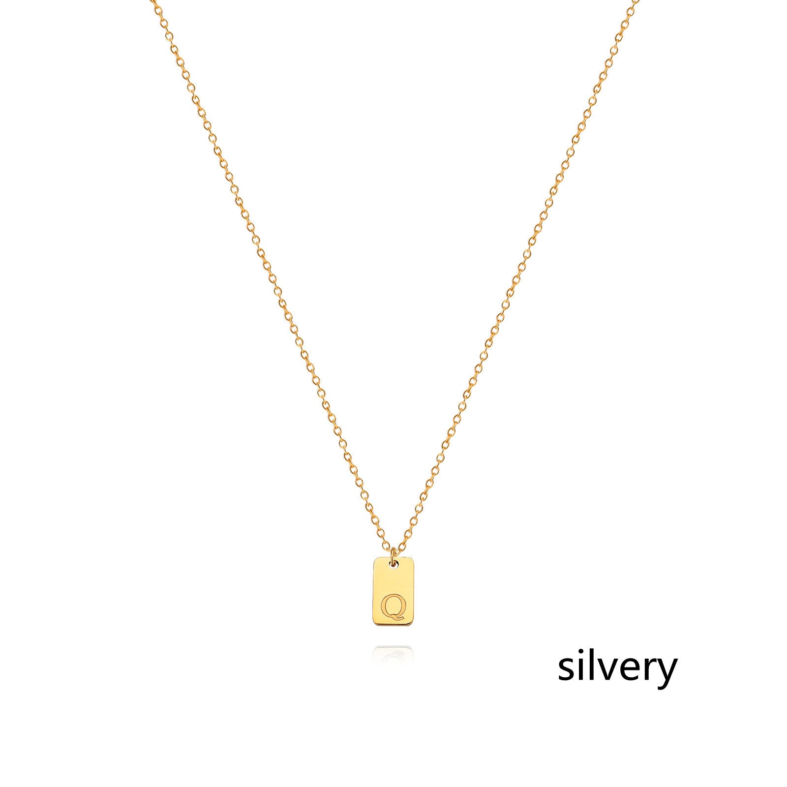 Stainless Steel Simple 26 Letter Tag Pendant Necklace
