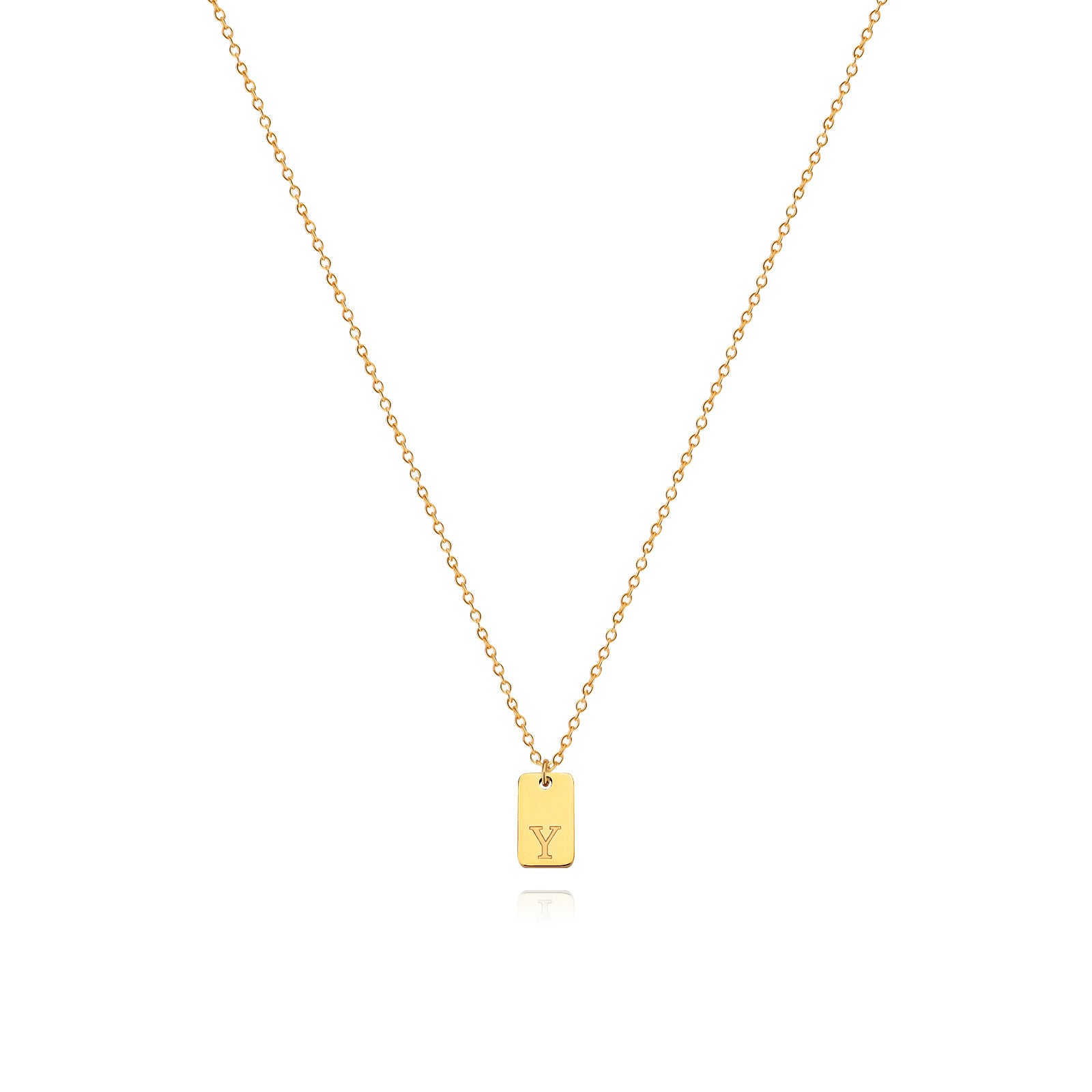 Stainless Steel Simple 26 Letter Tag Pendant Necklace