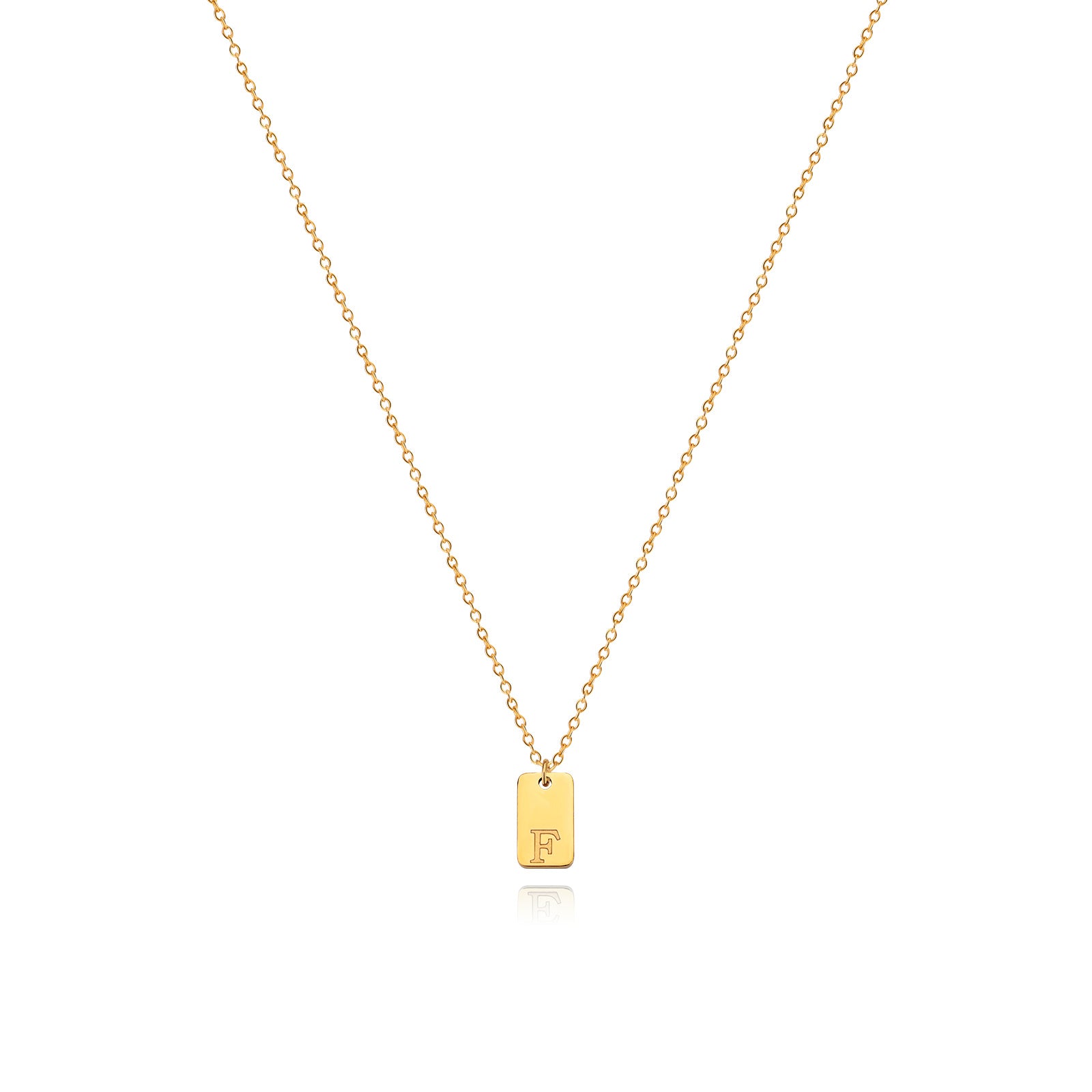 Stainless Steel Simple 26 Letter Tag Pendant Necklace