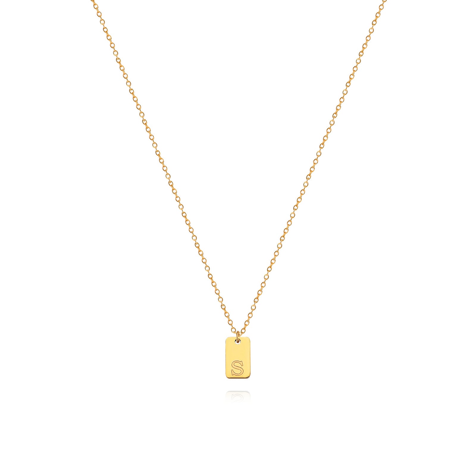 Stainless Steel Simple 26 Letter Tag Pendant Necklace