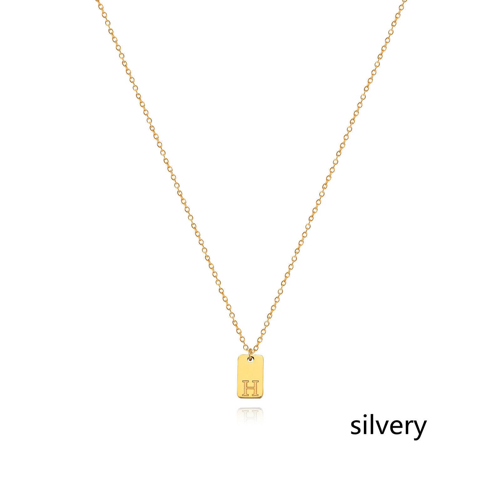 Stainless Steel Simple 26 Letter Tag Pendant Necklace