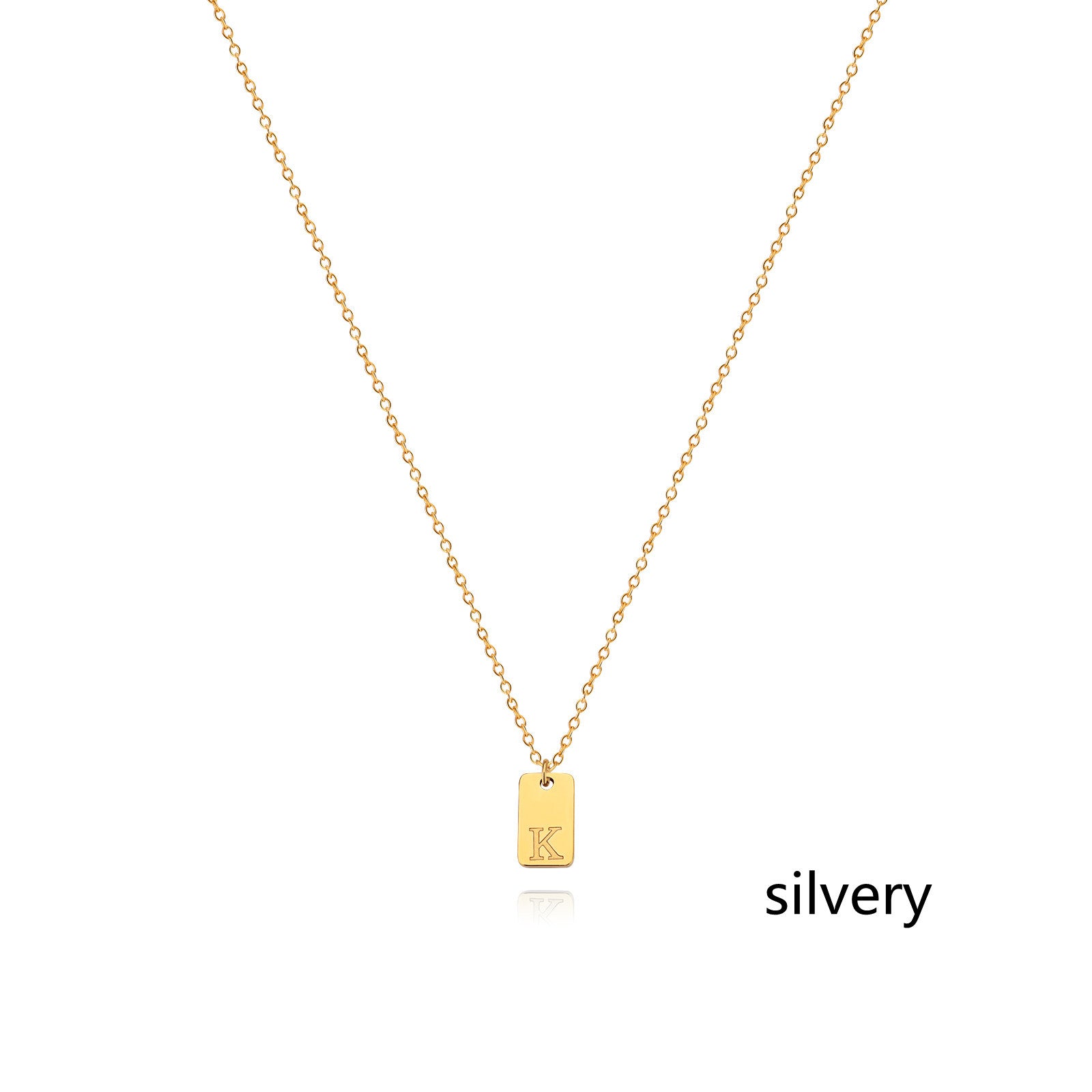 Stainless Steel Simple 26 Letter Tag Pendant Necklace