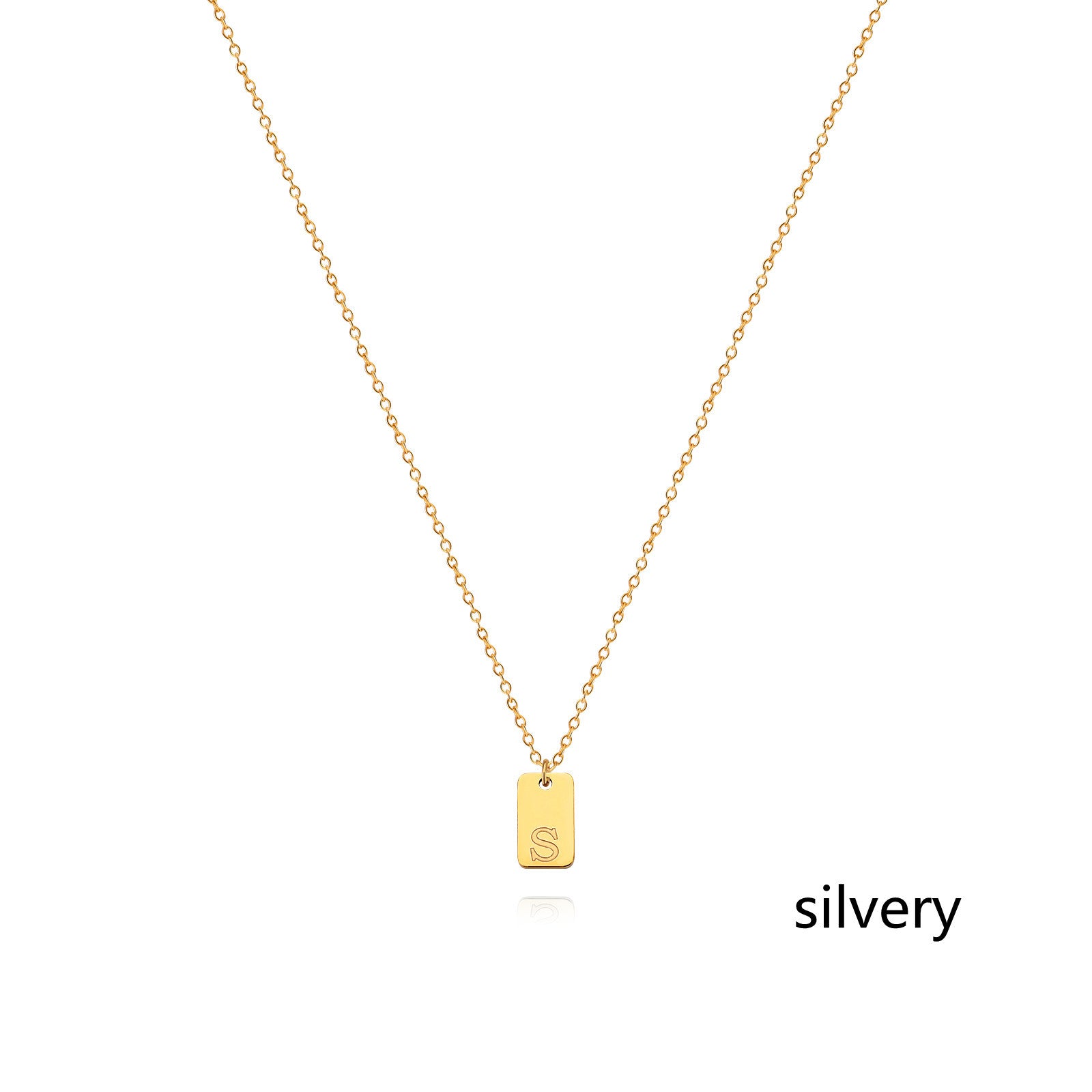 Stainless Steel Simple 26 Letter Tag Pendant Necklace
