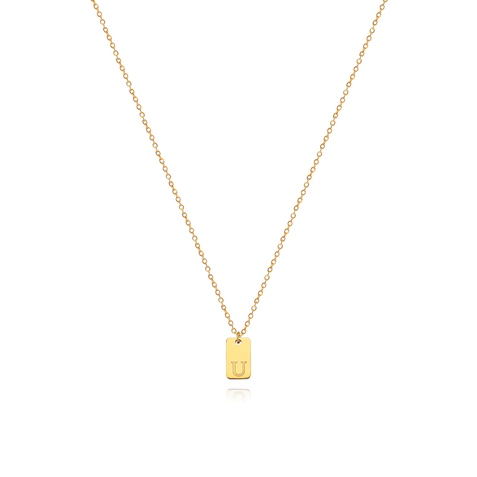 Stainless Steel Simple 26 Letter Tag Pendant Necklace