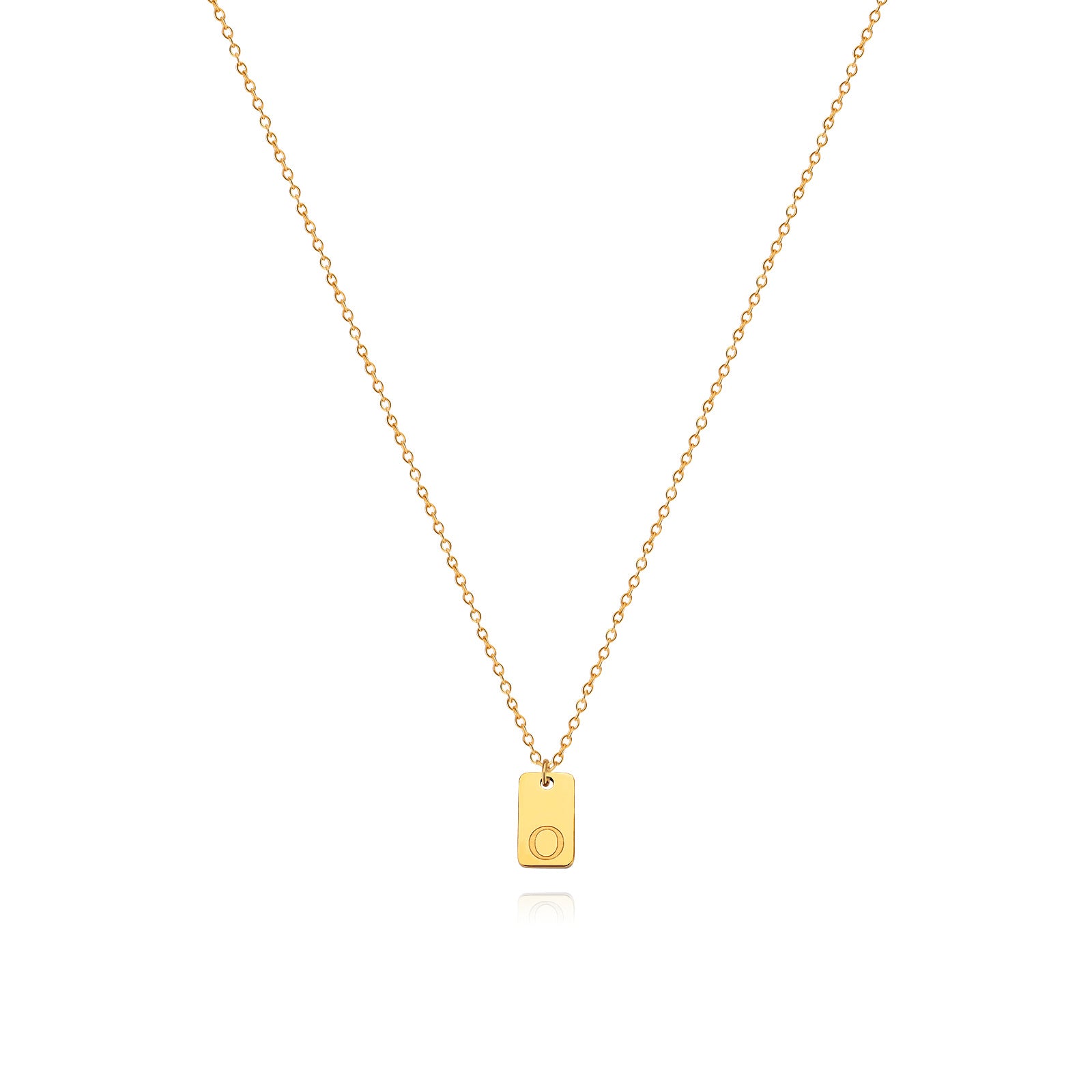 Stainless Steel Simple 26 Letter Tag Pendant Necklace